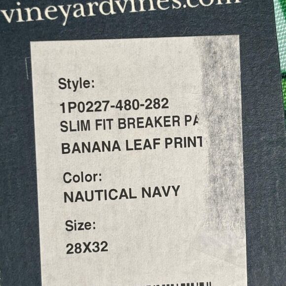 Vineyard Vines Pants Mens 28x32 Nautical Navy Slim Fit Breaker Banana Leaf Print - Picture 7 of 15